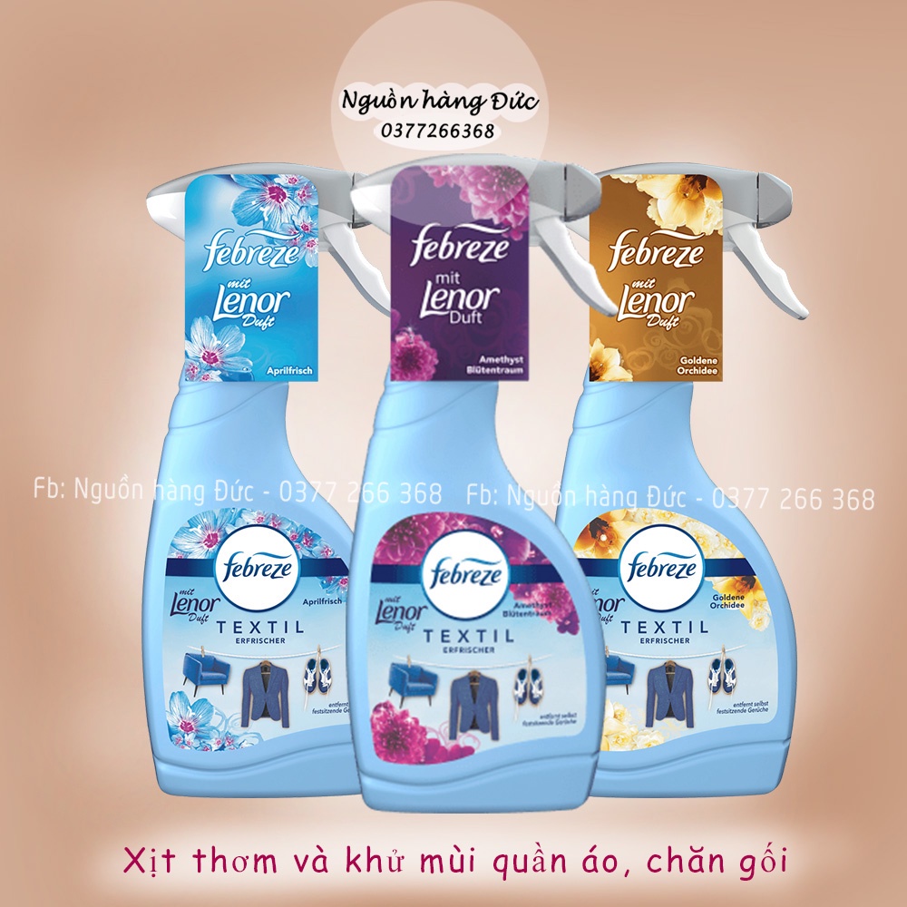 Xịt thơm quần áo Febreze-  chăn gối, sofa, ô tô, thảm .. Febreze Đức - Nguồn hàng Đức - Xịt thơm Febreze