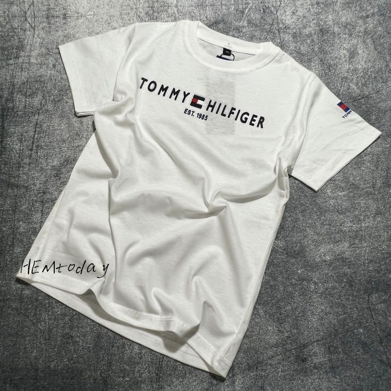 Áo Thun COTTON Màu Trắng In Chữ TOMMY Thời Trang Cho Bé Từ 1-12 Tuổi