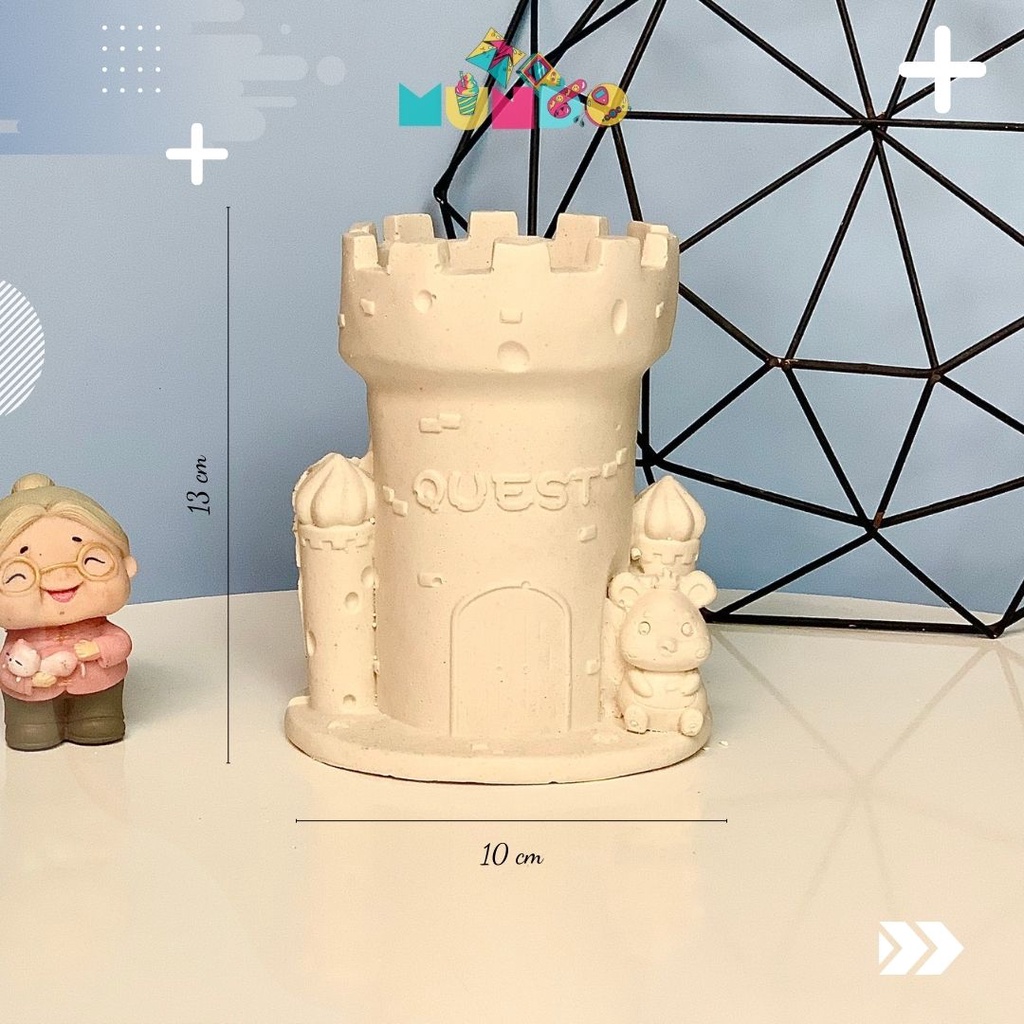 Tượng tô màu cao cấp Hộp Bút, Ống Bút size XL tượng thạch cao MUNDO