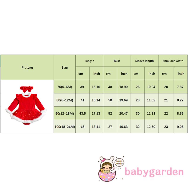 Bộ Áo Liền Quần Tay Dài + Băng Đô Cài Tóc Họa Tiết Giáng Sinh Thời Trang Cho Bé Gái 0-24 Tháng Tuổi