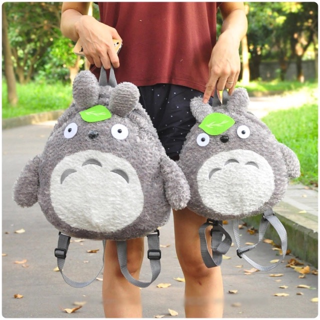 Balo totoro mặt ngầu có lá