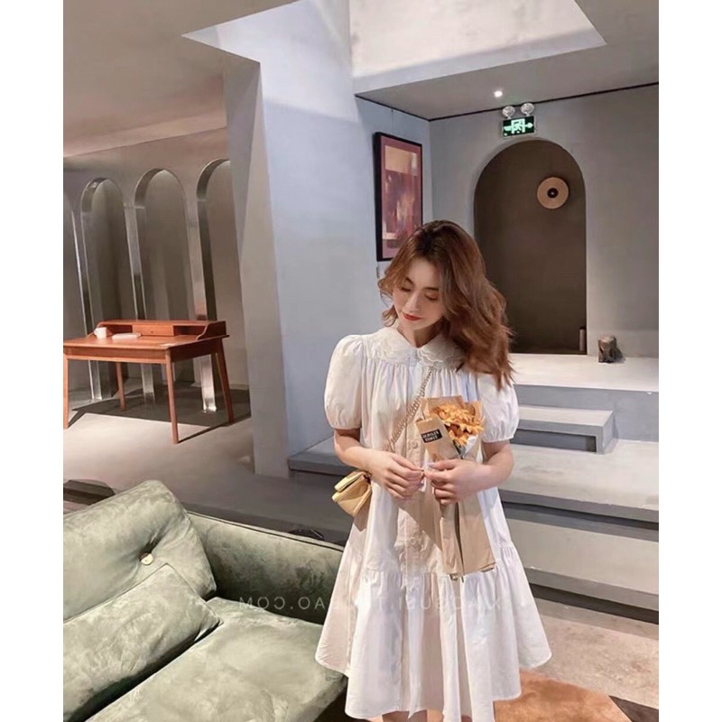 Vây babbydoll cổ ren trắng | BigBuy360 - bigbuy360.vn