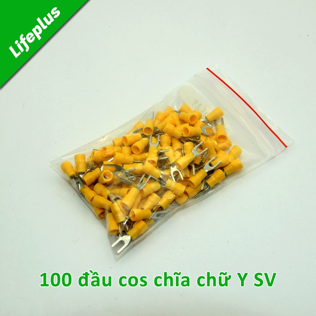 Túi 100 đầu cos chĩa chữ Y (SV) bọc nhựa