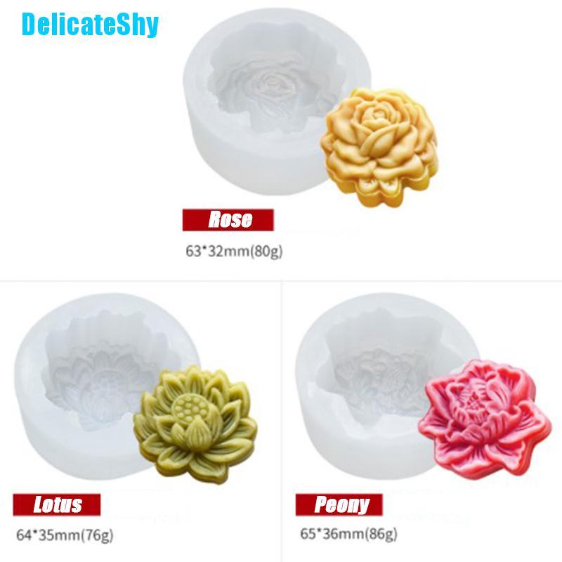 [DelicateShy Silicone Peony Lotus Rose Mould Flower Shape Soap Mold DIY Baking Tools