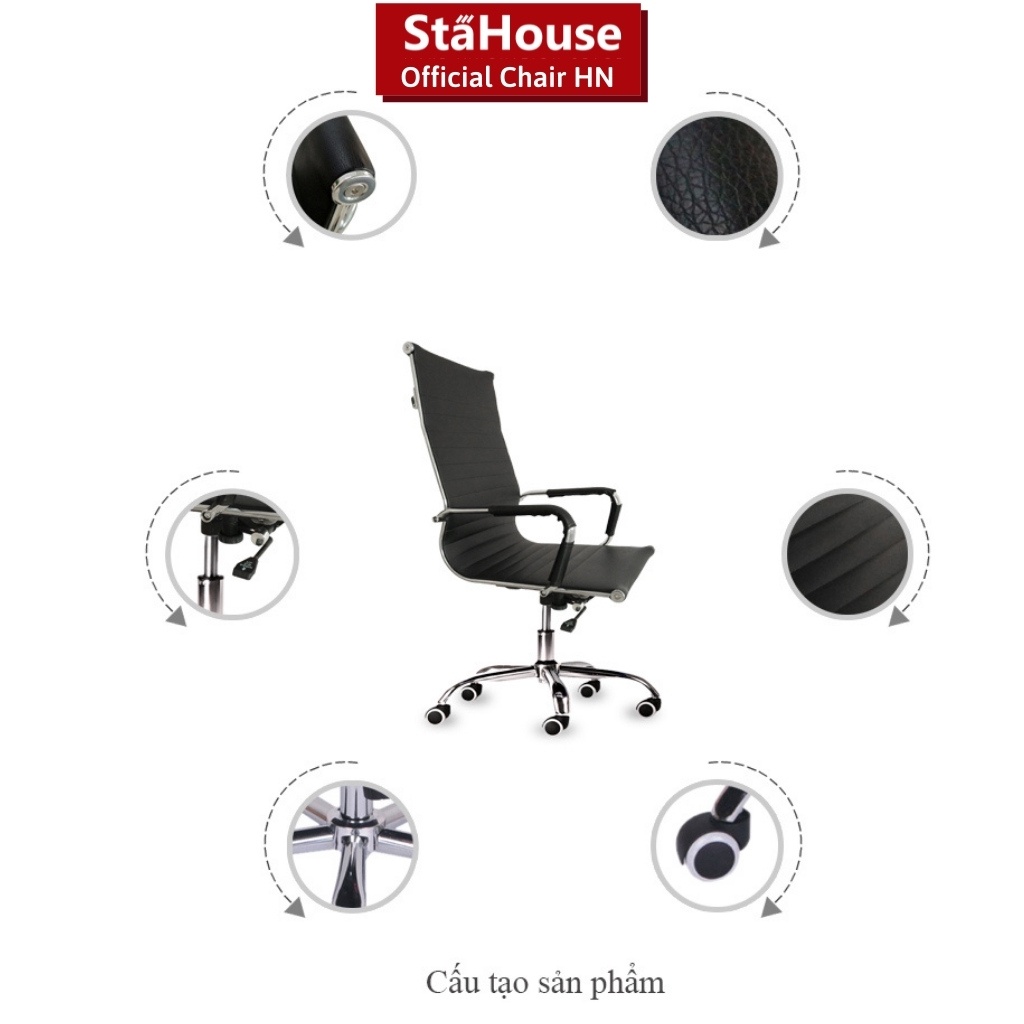 Ghế Xoay văn phòng đệm da GX207-208, Ghế văn phòng Stahouse Official Chair HN