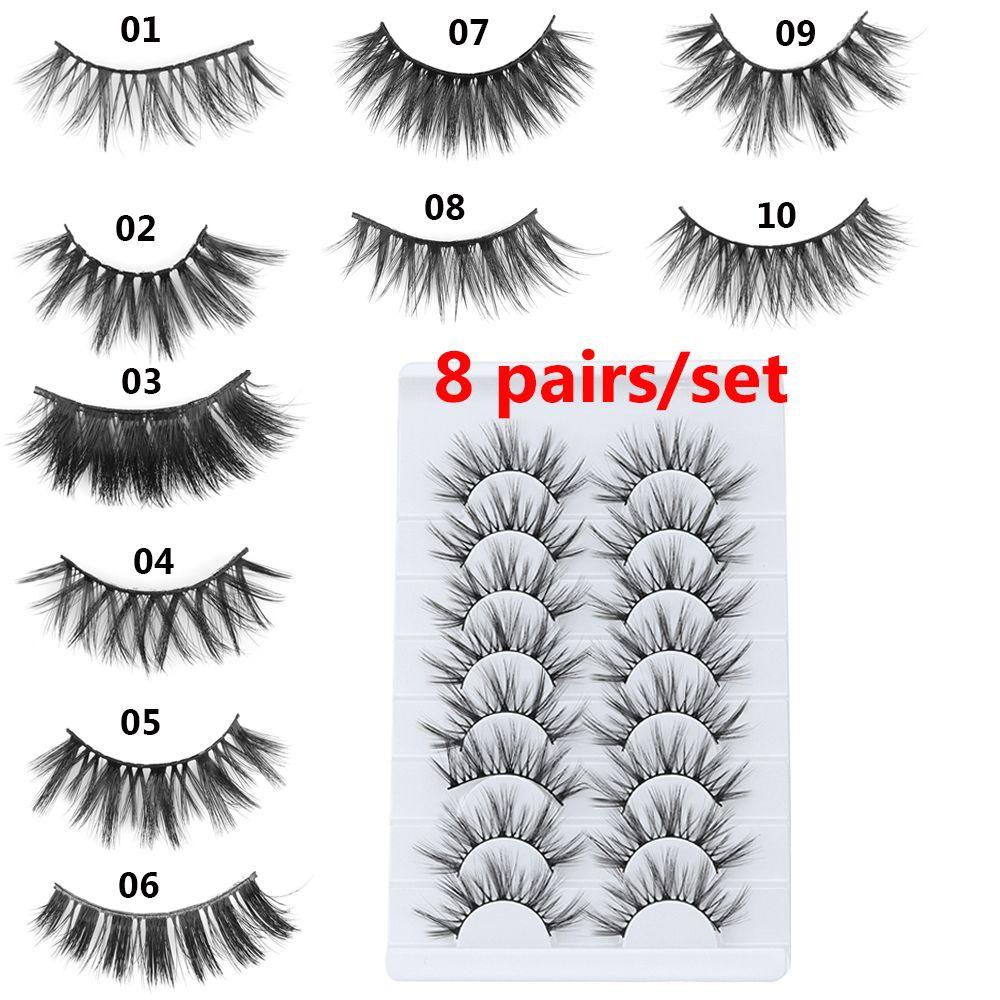 Set 8 Cặp Lông Mi Giả 5D Nhiều Lớp Tạo Hiệu Ứng Trang Điểm Tự Nhiên MIH SKONHED