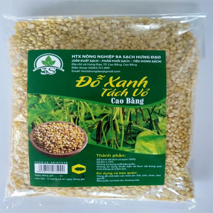 Đậu Xanh tách vỏ Cao bằng( nông sản sạch AThai) 500g ngon sạch