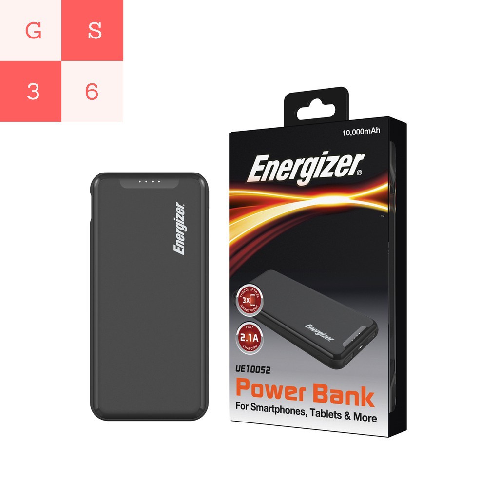 Sạc dự phòng Energizer 10,000mAh /3.7V Li-Polymer-UE10052 / UE10054 / UE10058 -Hàng chính hãng