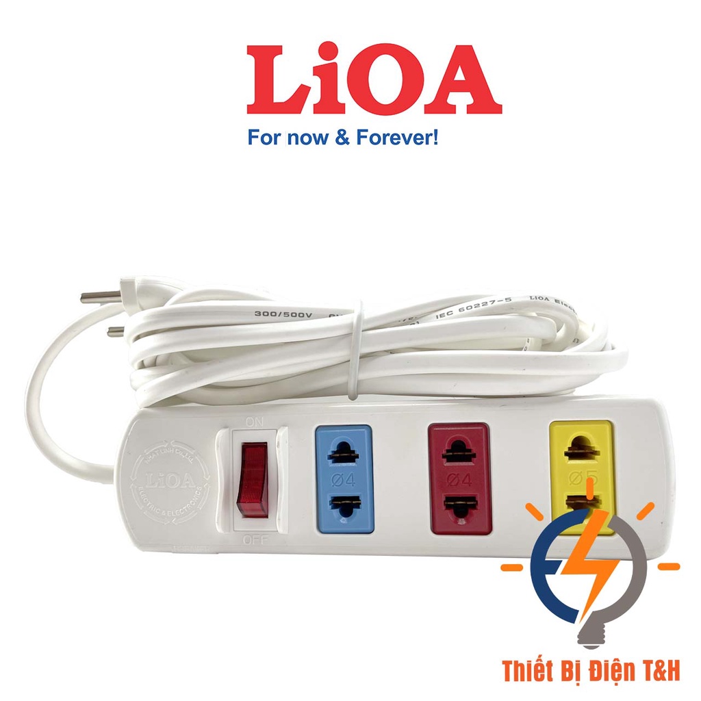 Ổ cắm điện LIOA phổ thông, 2200W, 3 ổ cắm, 1 công tắc, dây dài 3M, 5M, 3S3W - 3S5W - Thiết Bị Điện T&amp;H