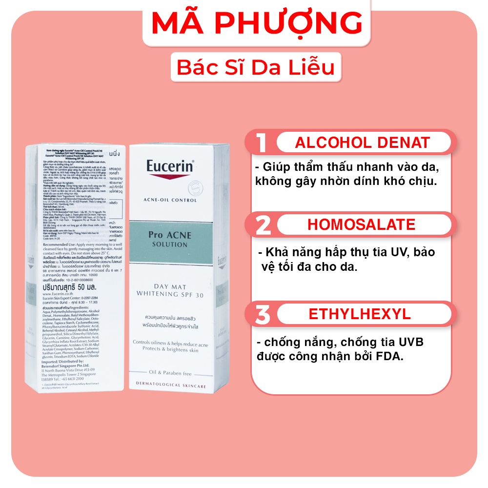 Kem Giảm Mụn Và Dưỡng Sáng Da EUCERIN ProAcne Solution Day Mat Whitening SPF30 50ml