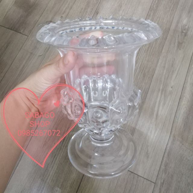 Bình hoa thủy tinh Cao Cấp cao 21cm loại to, Bình cắm Phật thủ