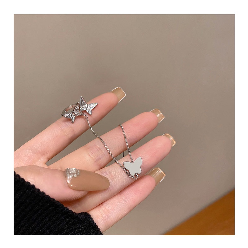 Ins Khuyên Tai Kẹp Vành Tai Hình Bướm Khảm Đá zircon Chất Lượng Cao Cho Nữ