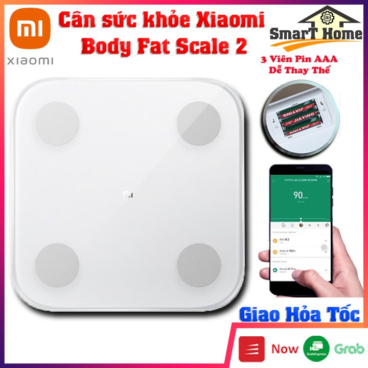 Cân sức khỏe  Xiaomi Body Fat Scale 2 Universal , Cân điện tử sức khỏe chính hãng đồng bộ dữ liệu với điện thoại