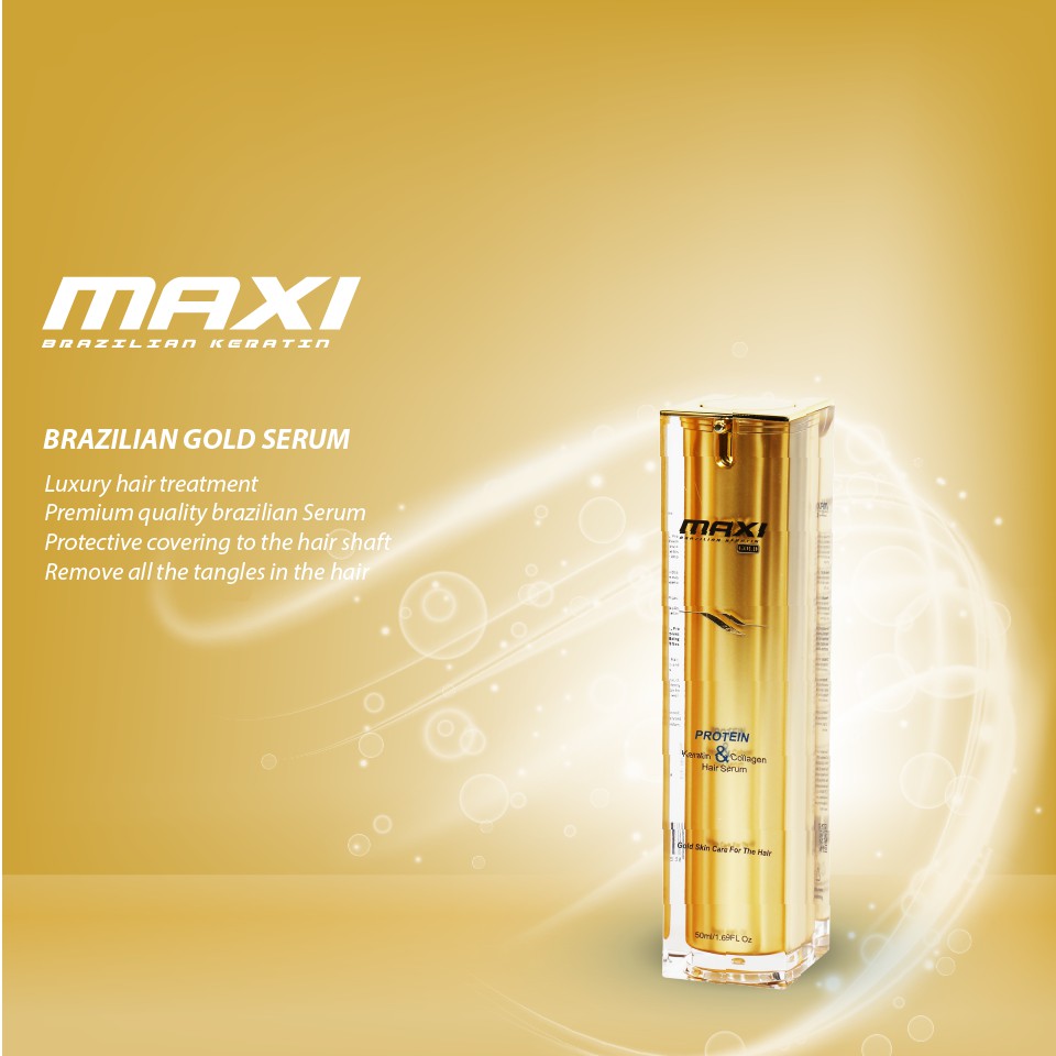 Serum dưỡng tóc MAXI Brazilian Keratin Hair Serum Gold 50ml