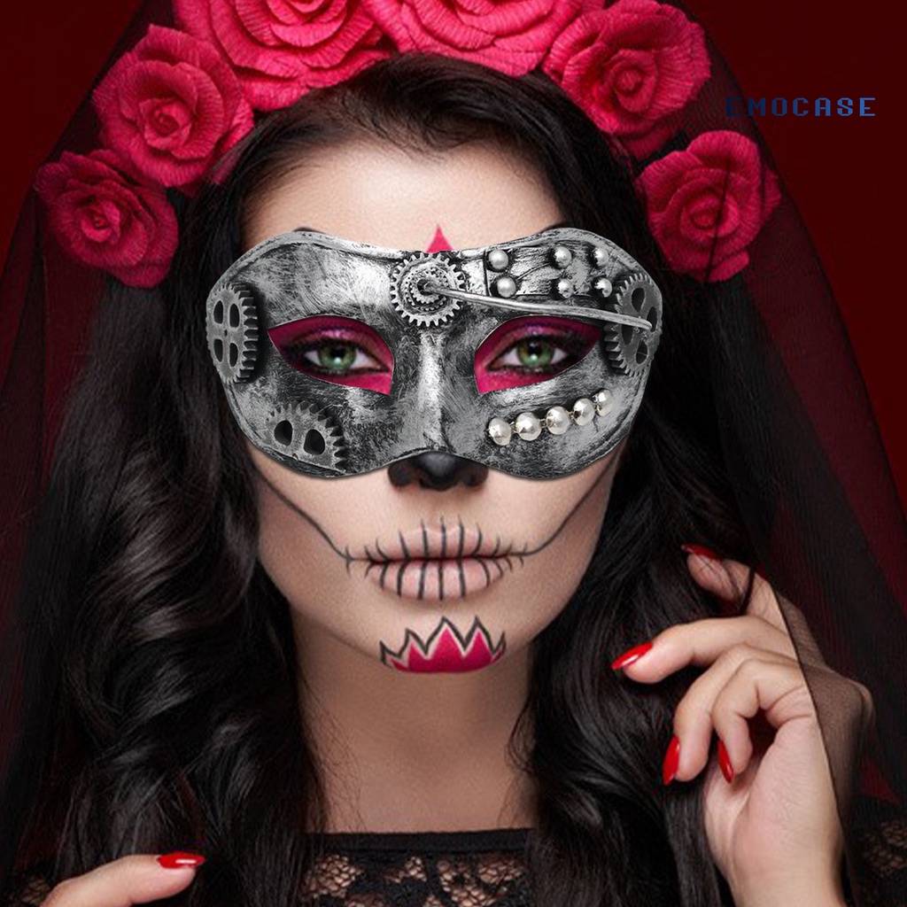 Mặt Nạ Hóa Trang Halloween Che Phủ Toàn Diện Mạ Bạc Bóng Bẩy Phong Cách Steampunk Cổ Điển Trọng Lượng Nhẹ Có Thể Tái Sử Dụng