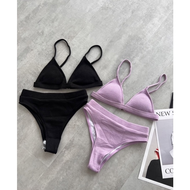 BIKINI CHẤT LEN CẠP CAO ÁO TAM GIÁC CÓ TĂNG ĐƠ 2M0005