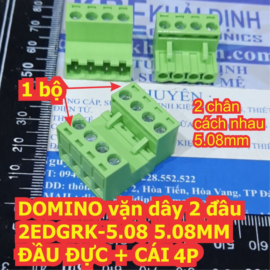 DOMINO, TERMINAL ĐẦU NỐI vặn dây 2 đầu 2EDGRK-5.08 5.08MM ĐẦU ĐỰC + CÁI các loại 2P ~ 12P kde6906