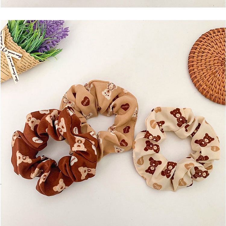 Dây Buộc Tóc, Đồ Cột Tóc Vải Scrunchie Gấu Nâu Cute