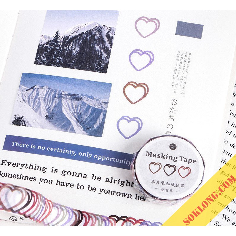 Cuộn 100-200 sticker tròn/ trái tim dán trang trí sổ tay Sổ KLONG, planner dính sẵn độc đáo