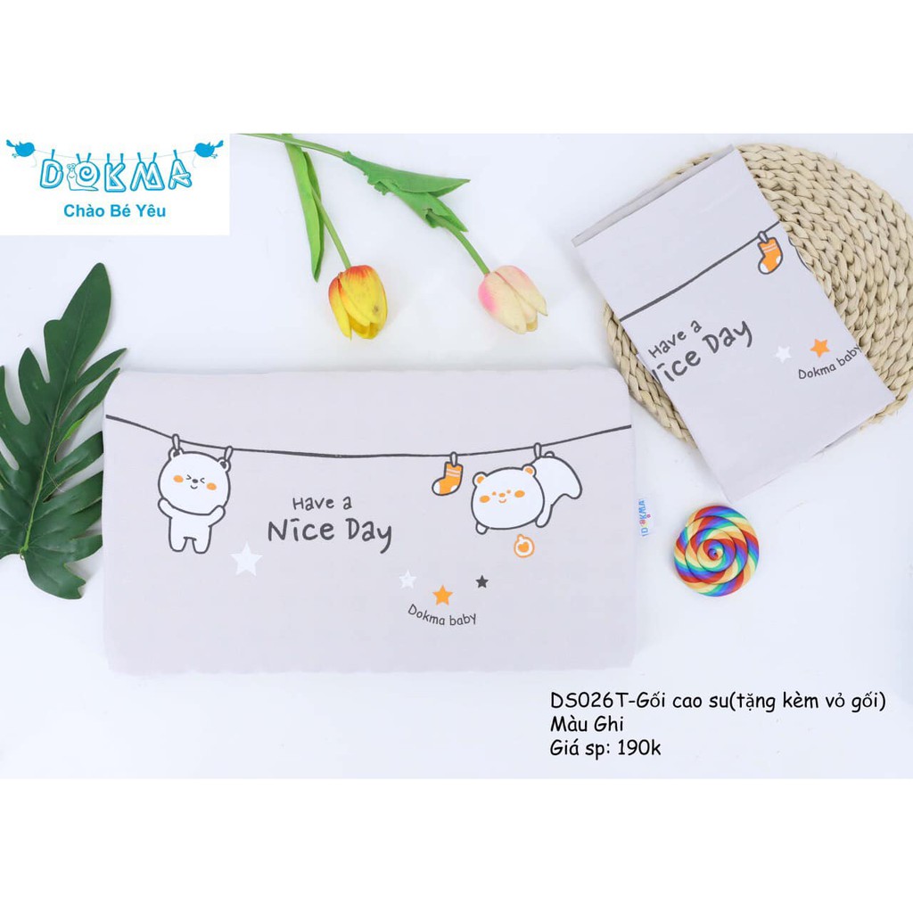 Gối cao su non Dokma tặng kèm vỏ gối