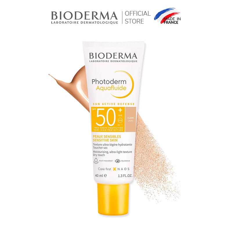 Kem chống nắng giảm bóng nhờn cho mọi loại da Bioderma Photoderm Aquafluide SPF50+ Claire 40ml [Màu da Tự nhiên]