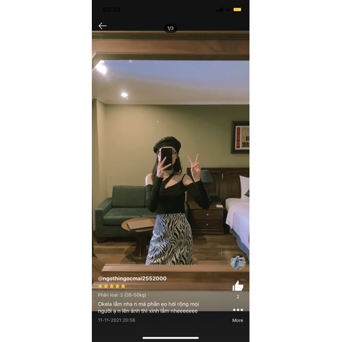 Chân váy chữ A hoạ tiết vằn, eo bo chun xẻ tà săn sale