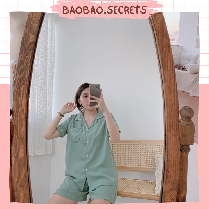 Bộ ngủ Pijama nữ mặc nhà dễ thương, bộ đồ ngủ pijama áo cộc quần cộc chất đũi mềm họa tiết cao cấp