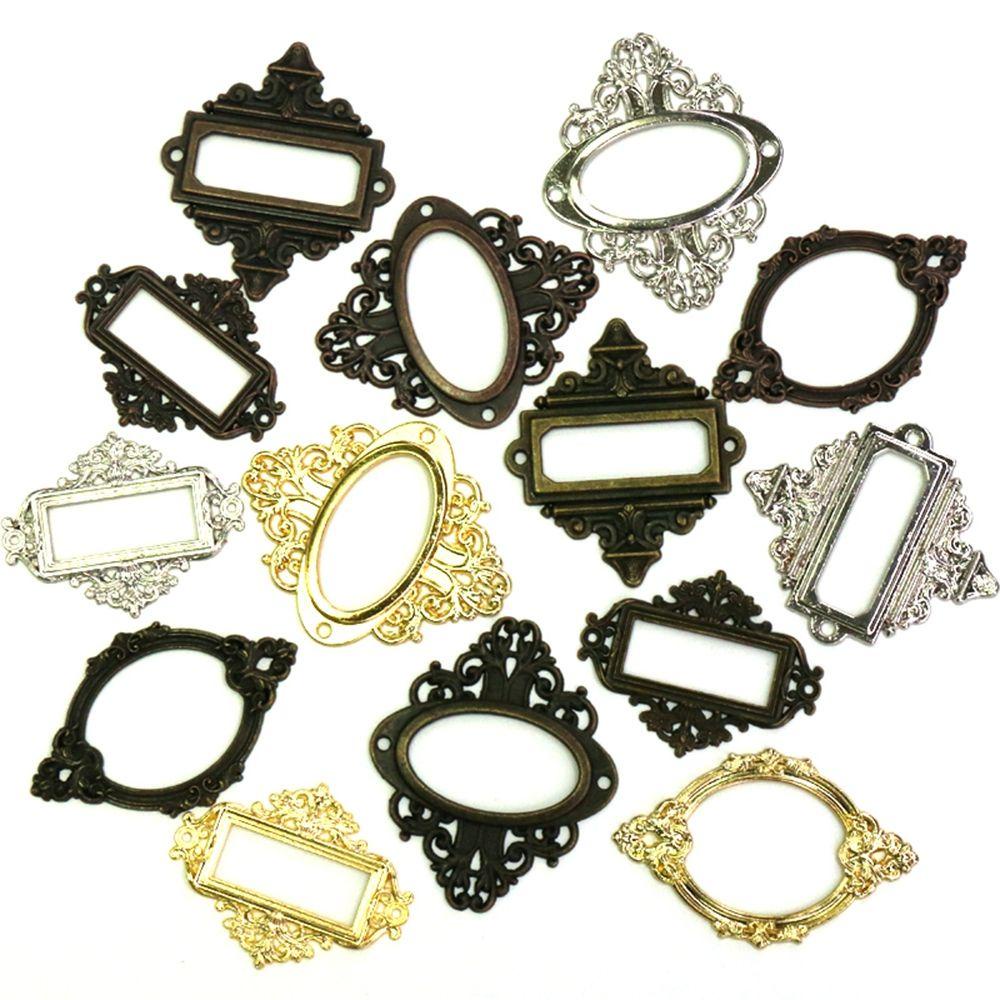 Tyler1 Retro Trang Trí Nội Thất Thẻ Tên Bằng Kim Loại 5 Cái Khắc Họa Tiết Cổ Điển Tay Cầm Kéo Hộp Đựng Thẻ Tên Trang Trí Nội Thất