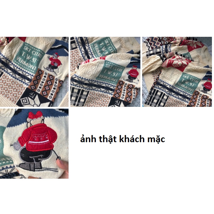 【Keroro】Áo Len Nữ  Dày Dặn Họa Tiết Thổ Cẩm Cổ Tròn Dài Tay Họa Tiết Nhẹ Nhàng | BigBuy360 - bigbuy360.vn