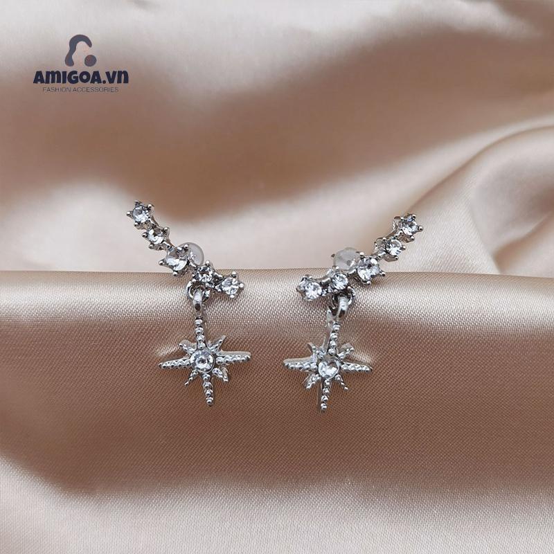 ✨✨Bông Tai Đinh Tán Mặt Ngôi Sao Mặt Cười Lập Phương Lục Giác Lấp Lánh Phong Cách Lạnh Cá Tính