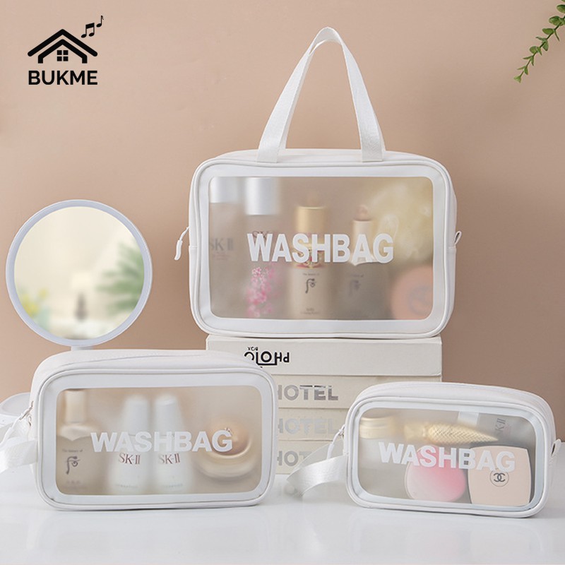 Túi du lịch đựng mỹ phẩm đồ trang điểm Washbag mini trong suốt chống nước tiện lợi