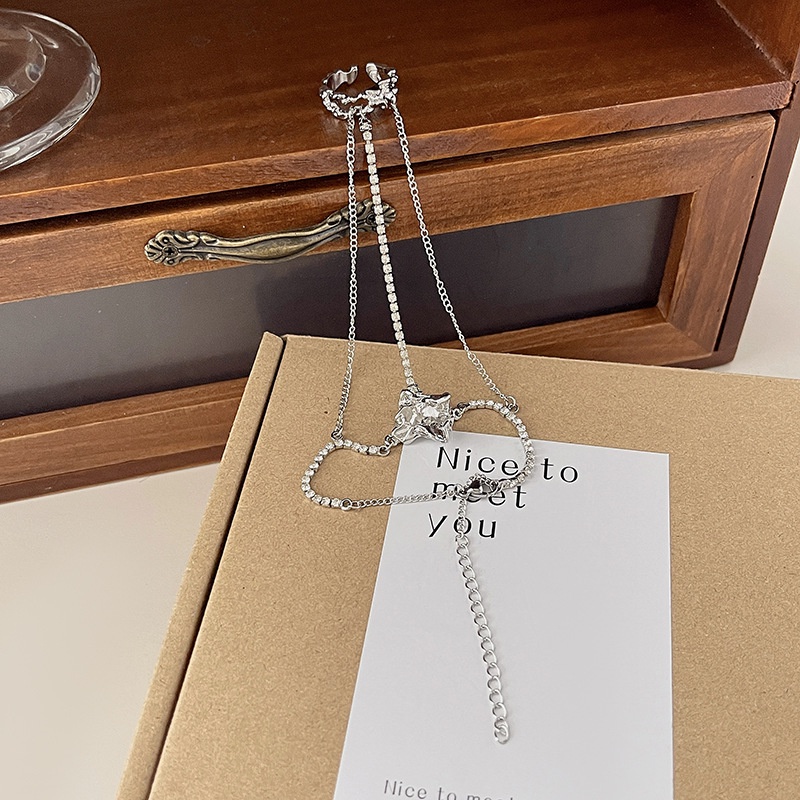 Vòng Tay Liền Nhẫn Đính Đá Zircon Phong Cách Retro Cá Tính Cho Nữ