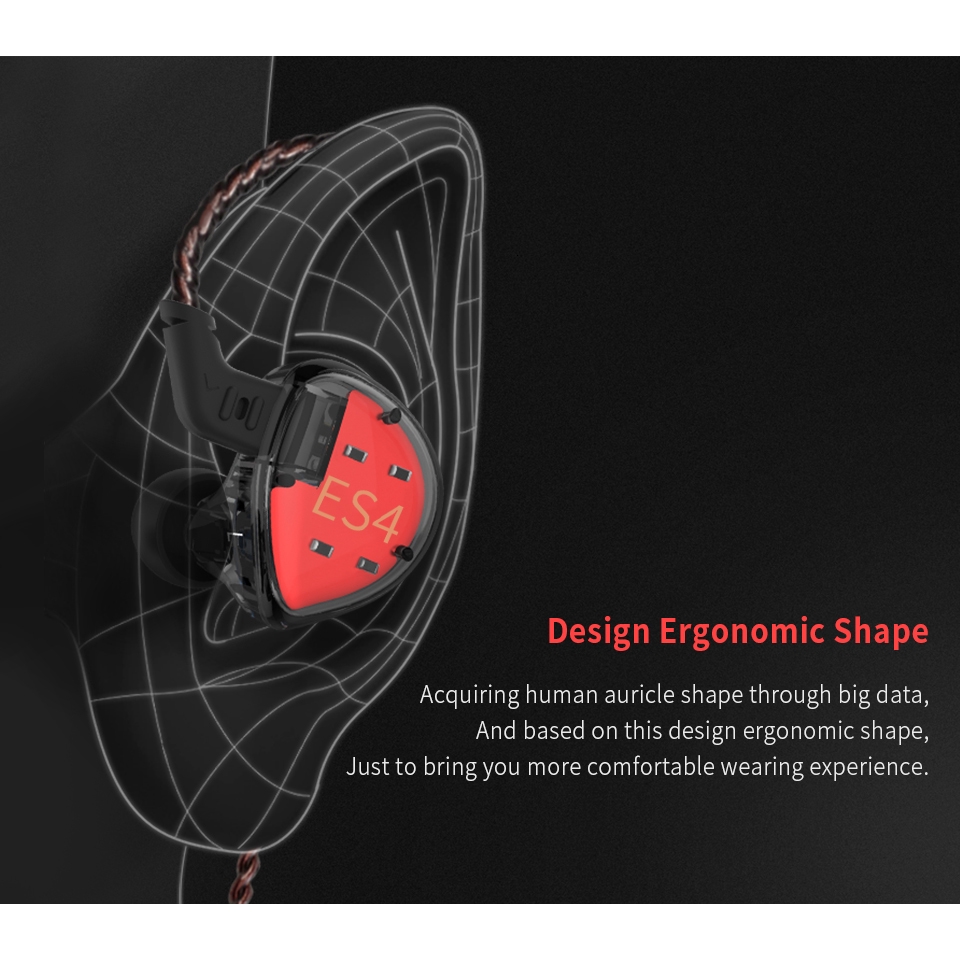 Tai Nghe Nhét Tai Kz Es4 1ba + 1dd Âm Thanh Sống Động Chất Lượng Cao