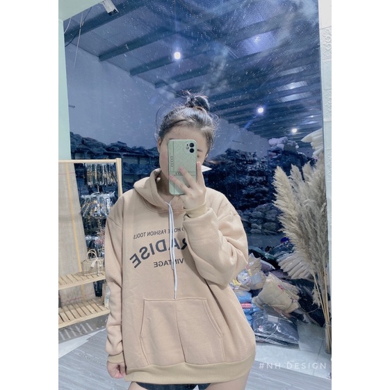 Áo nỉ hoodies có mũ in chữ aradise