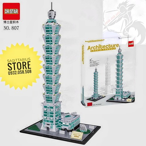 Lego DR.STAR 807 Lắp Ráp Trung Tâm Tài Chính Thế Giới Taipei 101 - Đài Loan ( 2131 Mảnh )