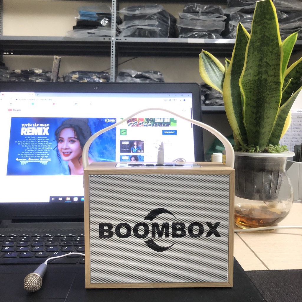 [Mã ELHACE giảm 4% đơn 300K] Loa Bluetooth Karaoke mini Boombox, Kèm Micro Hát hay, Vân màu trẻ trung