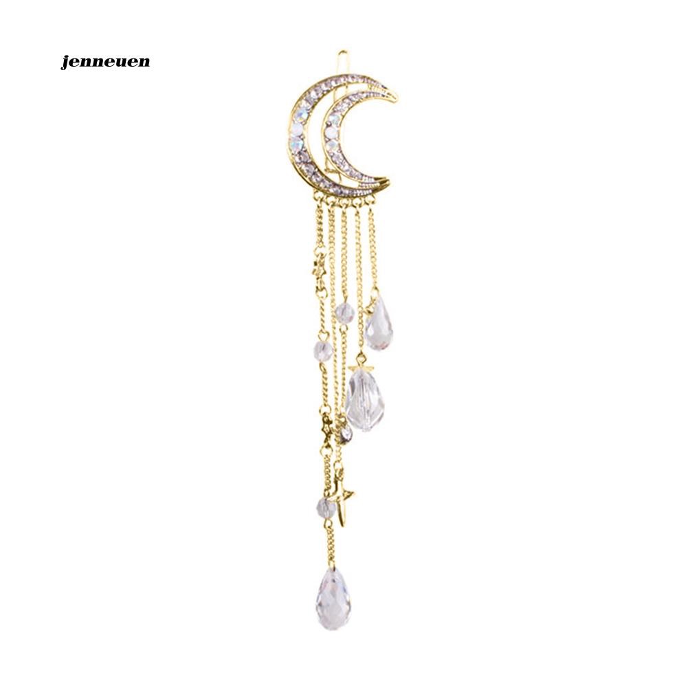 Kẹp tóc đính đá nhân tạo hình mặt trăng cho nữ