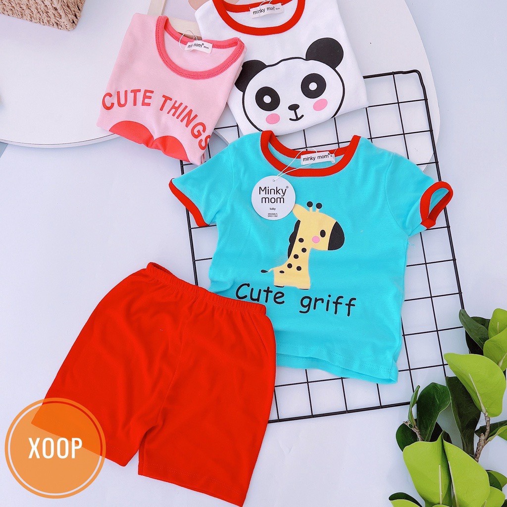 [SALE] Bộ Cộc Tay Cho Bé Trai, Bé Gái Minky Mom Vải Thun Lạnh Gấu Trúc Viền Cổ Dễ Thương, Đồ Bộ Cho Bé Mặc Nhà MKM2216