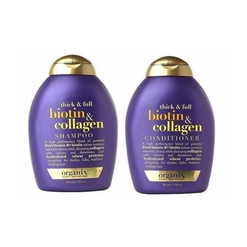 Bộ dầu gội kích thích mọc tóc Biotin Collagen OGX – Organix Thick &amp; Full