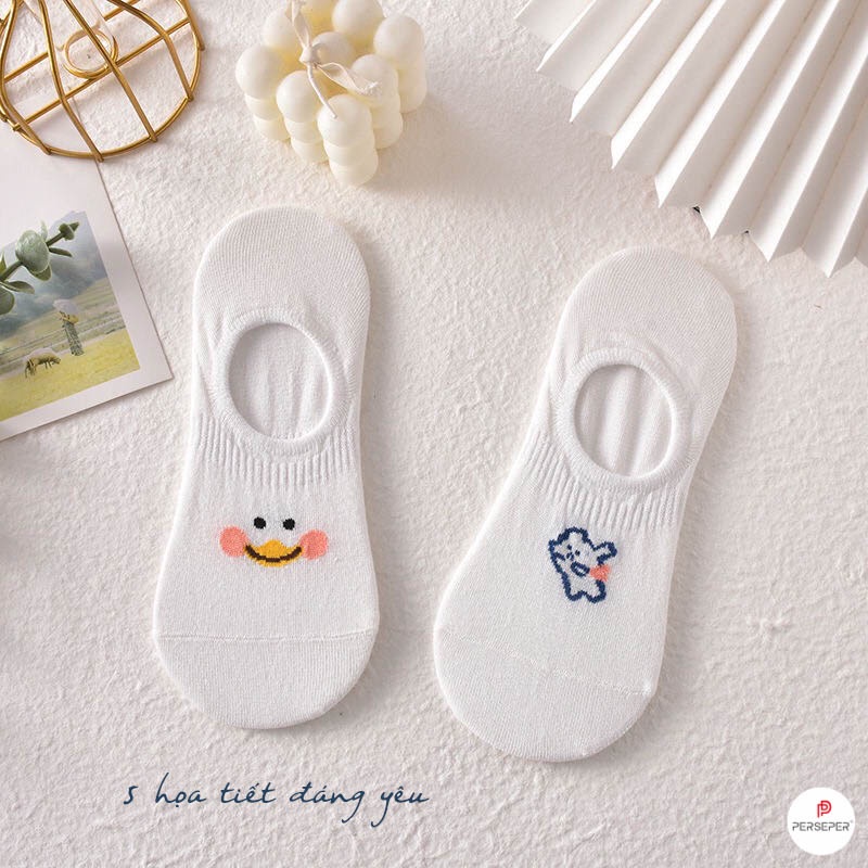 Tất lười nữ, set 5 đôi tất vớ cổ ngắn họa tiết khác nhau dễ phối đồ - Hot Store