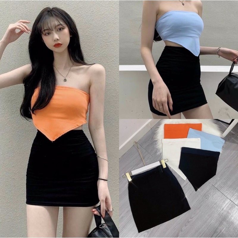 Áo ống tam giác trơn croptop borip nhiều màu nữ tính dễ thương