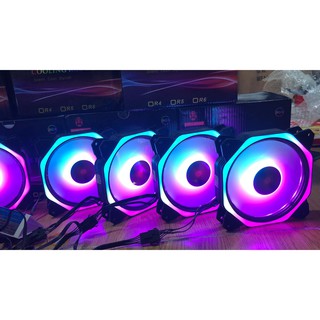 FAN LED RGB COOLMOON V8 plus (bộ 5 fan + remote + hup), quạt tản nhiệt