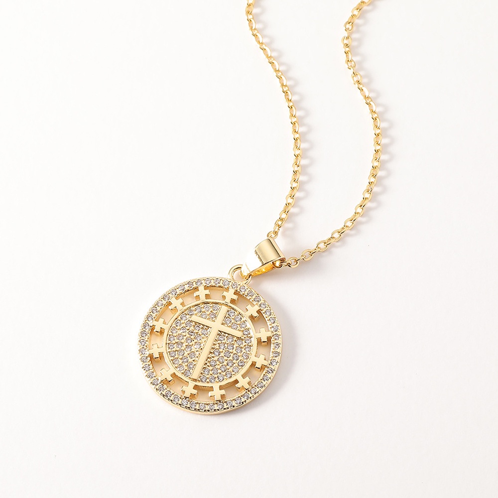 Dây Chuyền Mạ Vàng Mặt Hình Thánh Giá Đính Đá Zircon