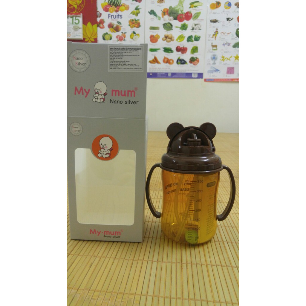 (Có quà)Bình uống nước chống sặc My Mum Nano Silver 280ml