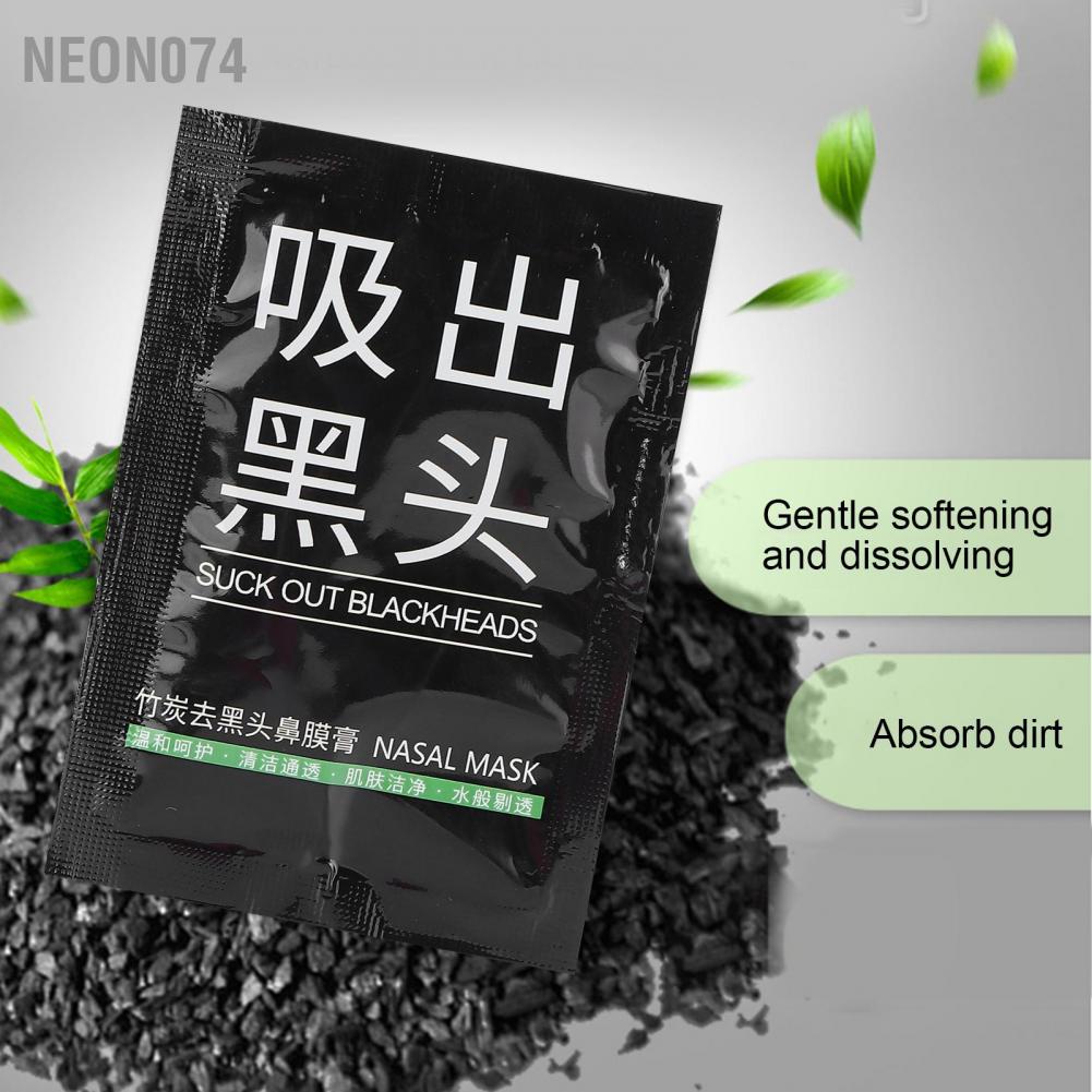 Neon074 Blackhead Removal Nose Mask Bamboo Charcoal Skin Cleansing Peel Off Care 6g Mặt nạ than tre