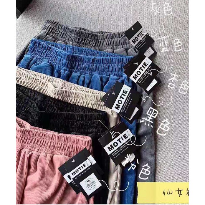 quần nữ mặc nhà mùa đông bomber nhung bo gấu lưng cao Motie hàng Quảng Châu dày mịn giữ ấm