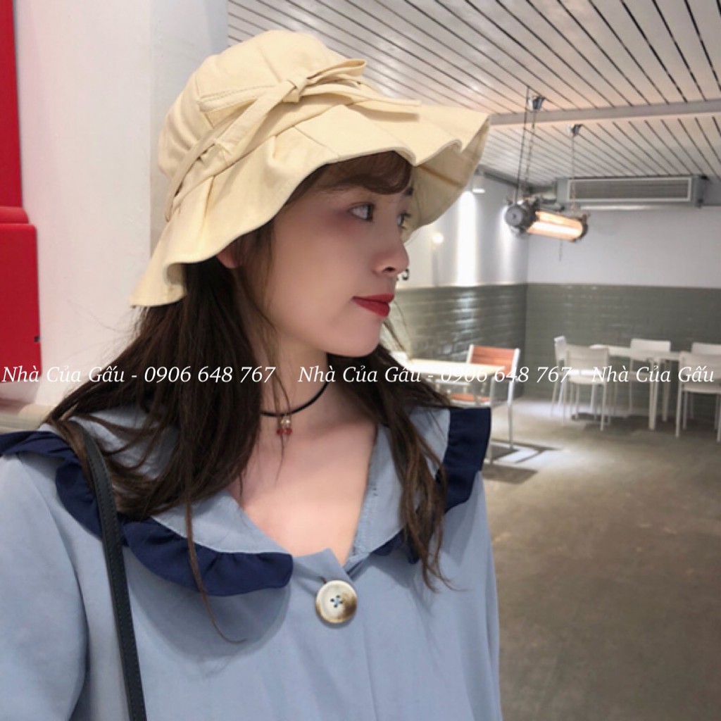 Mũ bucket nữ phối nơ tinh tế siêu yêu luôn