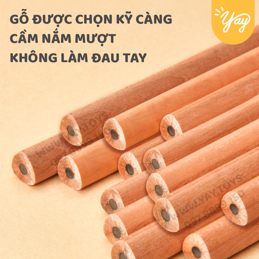 06 Cây Bút Chì Gỗ Tập Viết phù hợp cho bé từ 2 tuổi - Mideer