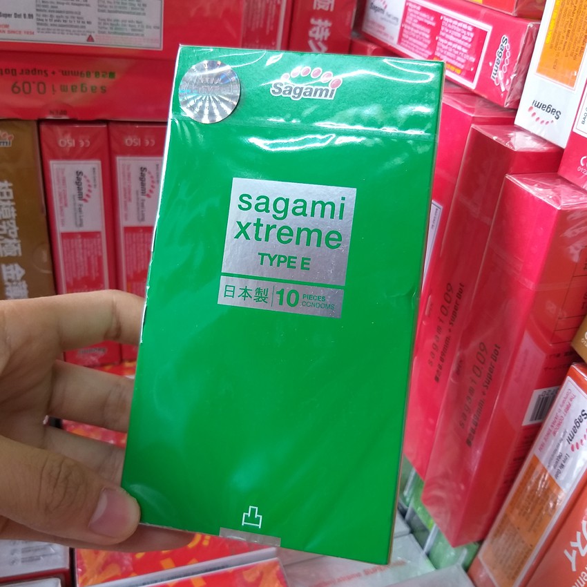 Bao cao su siêu mỏng có gai nổi Sagami Xtreme Green hộp 10 chiếc (mẫu mới) - Larva Store