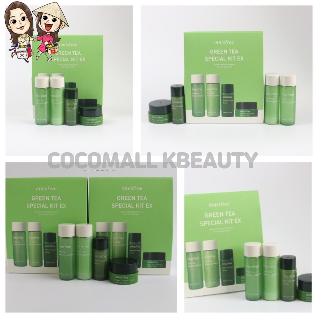 BỘ DƯỠNG DA TRÀ XANH INNISFREE GREEN TEA SPECIAL KIT EX PHỤC HỒI DA MỤN CẤP ẨM Coco Mall KBeauty